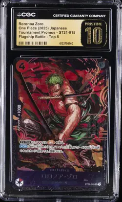 2025 ONE PIECE TOURNAMENT PROMOS JPN #ST21-015 RORONOA ZORO CGC 10 PRISTINE - Image 1