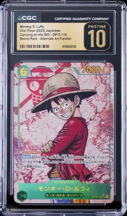 2025 ONE PIECE JPN CARRYING ON HIS WILL ALT ART MONKEY D. LUFFY CGC 10 PRISTINE - Image 1