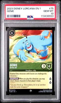 2023 DISNEY LORCANA EN 1-THE FIRST CHAPTER #75 GENIE - ON THE JOB PSA 10 - Image 1