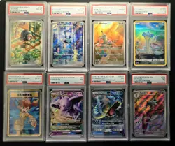 (8) CARD TCG POKEMON MIXED LOT PSA GRADED / Espeon / Poliwhirl / Gyarados etc... - Image 1
