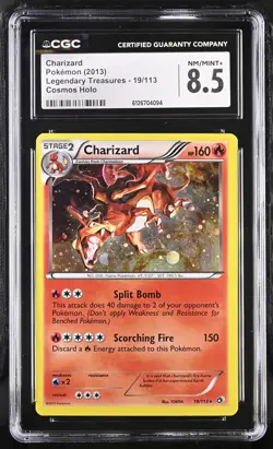 CGC 8.5 Charizard 2013 Legendary Treasures 19/113 Cosmos Holo SWIRL Pokemon Card - Image 1