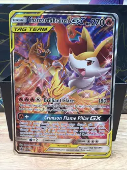 Pokemon TCG Charizard & Braixen GX Tag Team Black Star Promo SM230 jumbo card - Image 1