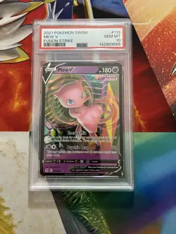 POKEMON CARD 2021 SWORD & SHIELD FUSION STRIKE #113 MEW V PSA 10 ONE OWNER - Image 1