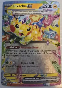 Pikachu ex - 057/191 SV08: Surging Sparks NM Pokemon Card TCG - Image 1
