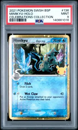 PSA 9 Mimikyu Holo Delta Species SWSH136 Pokemon Celebrations Promo Card 2021 - Image 1