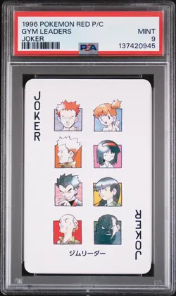 1996 POKEMON RED VERSION PLAYING CARDS JOKER GYM LEADERS PSA 9 - Image 1