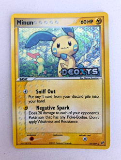 Minun 2005 EX Deoxys 41/107 Reverse Holo Stamped Pokemon Card LP-NM - Image 1