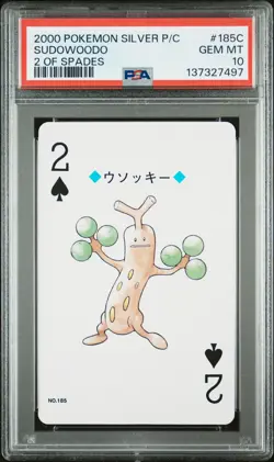2000 POKEMON SILVER VERSION PLAYING CARDS 2 OF SPADES #185C SUDOWOODO PSA 10 - Image 1