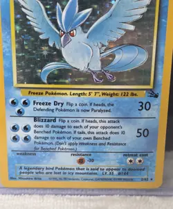Pokemon TCG Articuno Fossil 2/62 Holo Unlimited Rare Card LP Vintage - Image 2