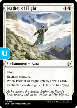 MTG Feather of Flight Bloomburrow U Enchantment Aura NM - Image 1