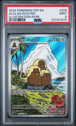 2024 Pokemon Surging Sparks - ALOLAN DUGTRIO - Illustration Rare #208 MINT PSA 9 - Image 1