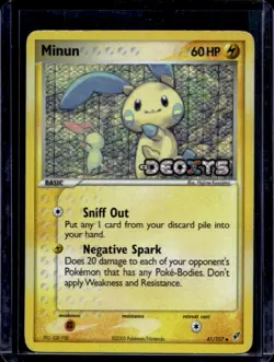2005 Pokemon EX Deoxys Minun Reverse Holo #41/107 - Image 1