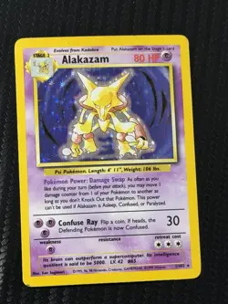 Pokemon TCG Alakazam 1/102 Base Set Unlimited Holo Rare Vintage WOTC LP - Image 1