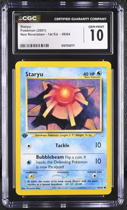 CGC GEM MINT 10 Pokemon Staryu 56/64 2001 Neo Revelation 1st Edition - Image 1