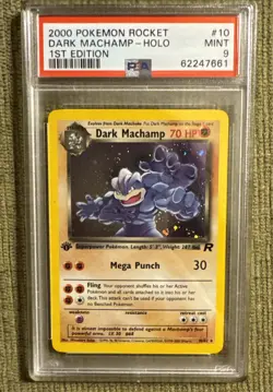 2000 POKEMON ROCKET 1ST ED #10 DARK MACHAMP-HOLO PSA 9 - Image 1