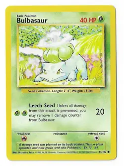 Bulbasaur 44/102 - Base Set - 4th print - Pokemon TCG - WoTC - 1999-2000 - LP - Image 1