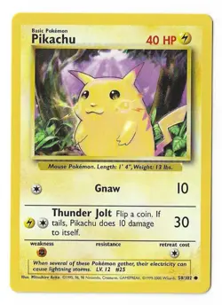 Pikachu 58/102 - Base Set - 4th print - Pokemon TCG - WoTC - 1999-2000 - LP - Image 1