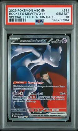 2026 Pokemon Ascended Heroes Team Rockets Mewtwo Special Illustration 281 PSA 10 - Image 1