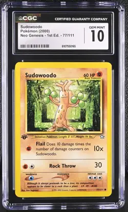 CGC GEM MINT 10 Pokemon Sudowoodo 77/111 2000 Neo Genesis 1st Edition - Image 1