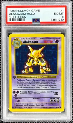 1999 POKEMON BASE SET 1ST EDITION #1 ALAKAZAM-HOLO PSA 6 - Image 1