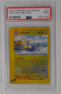 1x V0365: 2003: Lanturn: 21/147: Aquapolis: Reverse Holo Rare: PSA: 9: Mint: 62 - Image 1