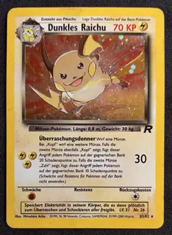 Pokemon Dunkles (Dark) Raichu 83/82 WotC Team Rocket German Unlmited Secret Rare - Image 1