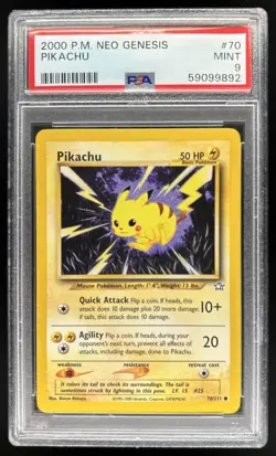 2000 Pokemon Neo Genesis Pikachu #70/111 PSA 9 - Image 1