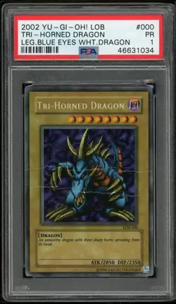 Tri-horned Dragon LOB-000 Secret Rare Wavy Unlimited Yugioh PSA 1 *034 - Image 1