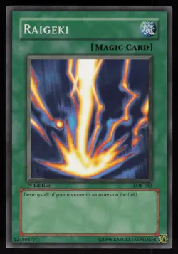 Raigeki LOB-053 Super Rare 1st Edition GLOSSY Yu-Gi-Oh - Image 1
