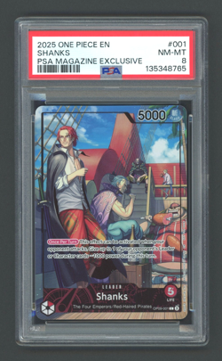 2025 One Piece SHANKS #OP09-001 PSA Magazine EXCLUSIVE PSA 8 - Image 1