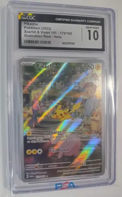 Pokemon 151 Pikachu 173/165 Scarlet & Violet Holo CGC Gem Mint 10 Rare Card 🔥 - Image 2