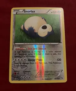 Pokemon TCG Card 2014 XY Flashfire - Snorlax 80/106 Reverse Holo (NOT MINT) - Image 1
