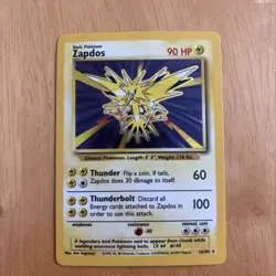 Pokemon TCG Zapdos Base Set Holo Card 16/102 Unlimited Rare, Lightly Played - Image 1
