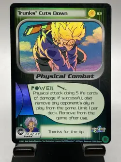 DBZ: Trunks Cuts Down #83 FOIL LIMITED LP 2001 Trunks Saga Dragon Ball Z Card 🐉 - Image 1