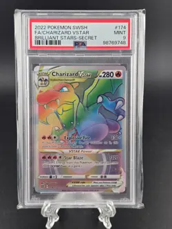 Pokemon TCG Charizard VSTAR Rainbow Secret Rare Card 174/172 Psa 9 - Image 1