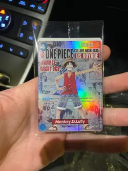 One Piece Monkey D. Luffy US Voyage College Basketball Card RU 1/27 IN HAND - Image 1