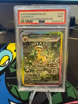 Pokemon TCG Leafeon EX Prismatic Evolutions SIR Card PSA 9 Mint #144/131 - Image 1