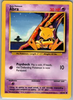 Abra 43/102 Non Holo Base Set - Pokemon Card - NM - Image 1