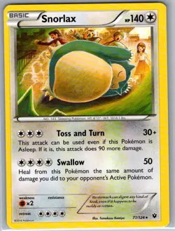 Snorlax 77/124 Non Holo XY - Fates Collide - Pokemon Card - NM - Image 1