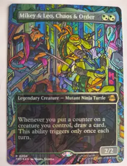 MTG Mikey & Leo, Chaos & Order (Borderless) - Foil - NM/Unplayed - TMNT - Image 1