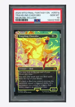 MTG PSA 10 Traveling Chocobo Mythic Neon Ink Yellow 2025 #0551a FIN English - Image 1