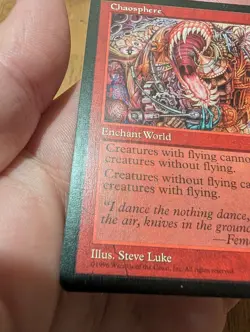 Magic: The Gathering Chaosphere Rare Mirage Enchantment Red Steve Luke 1996 - Image 5