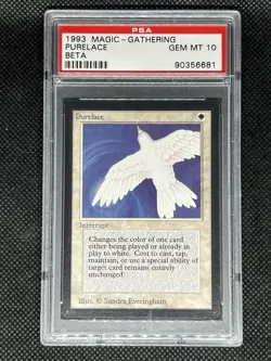 1993 Magic The Gathering MTG Beta Purelace Rare - PSA 10 - POP 6 - Image 1