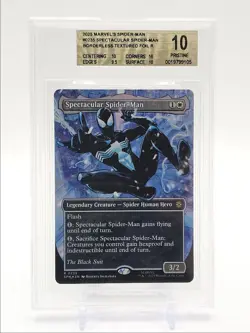 SPECTACULAR SPIDER-MAN 2025 MAGIC BORDERLESS TEXTURED FOIL BGS 10 Q1404 - Image 1