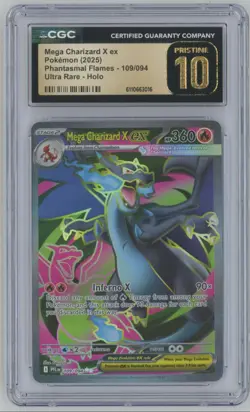 2025 Pokemon Phantasmal Flames Mega Charizard X ex PRISTINE CGC 10 Ultra #109 - Image 1