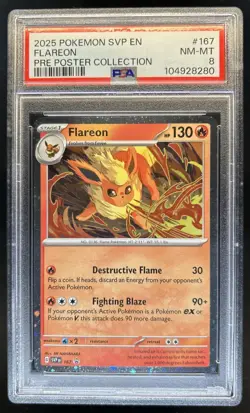 2025 Pokemon Prismatic Evolutions Flareon Promos #167 PSA 8 - Image 1