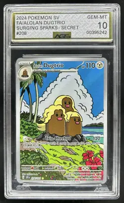 2024 Pokemon Surging Sparks Alolan Dugtrio #208/191 AGS 10 - Image 1