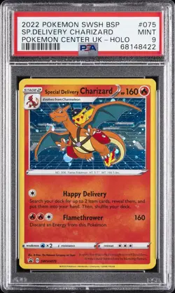 2022 POKEMON SWSH BLACK STAR PROMO #075 SPECIAL DELIVERY CHARIZARD-HOLO PSA 9 - Image 1