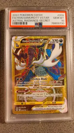 Pokemon Hisuian Samurott VSTAR 209/189 2022 Secret Rare Gold PSA 10 GEM MINT - Image 1