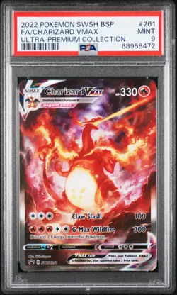 2022 POKEMON SWSH BLACK STAR PROMO #261 FULL ART/CHARIZARD VMAX PSA 9 - Image 1